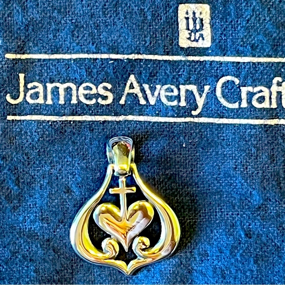 James Avery retired cross and heart swirl EUC pendant vintage sterling silver